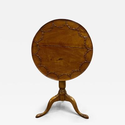 19th Century American Pie Crust Table Tilt Top Solid Wood Carved 