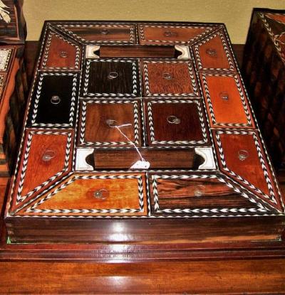 19th Century Anglo Ceylonese Specimen Wood Stationary Tray