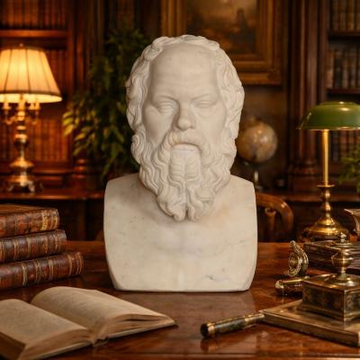 19th Century Antique Italian Grand Tour Marble Bust of Socrates ca 1860 80