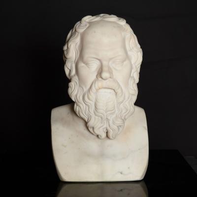 19th Century Antique Italian Grand Tour Marble Bust of Socrates ca 1860 80