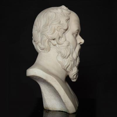 19th Century Antique Italian Grand Tour Marble Bust of Socrates ca 1860 80