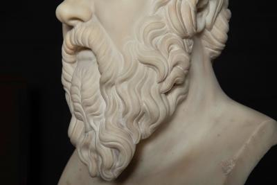 19th Century Antique Italian Grand Tour Marble Bust of Socrates ca 1860 80