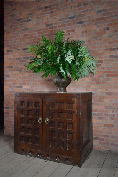 19th Century Arts Crafts Medieval Style Oak Cabinet