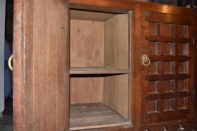 19th Century Arts Crafts Medieval Style Oak Cabinet