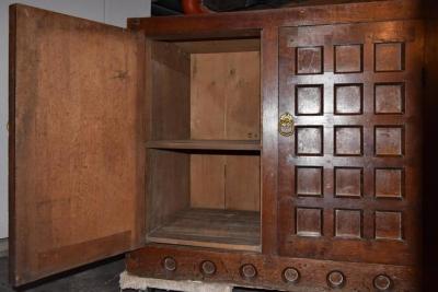19th Century Arts Crafts Medieval Style Oak Cabinet