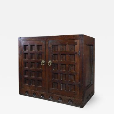 19th Century Arts Crafts Medieval Style Oak Cabinet