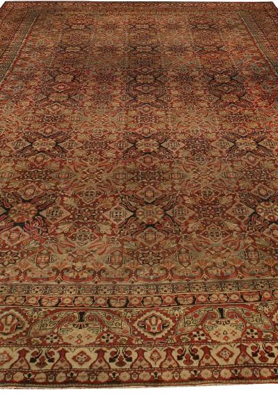 19th Century Authentic Indian Amritsar Botanic Handmade Wool Carpet