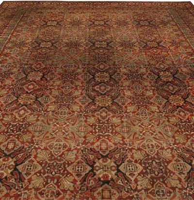 19th Century Authentic Indian Amritsar Botanic Handmade Wool Carpet