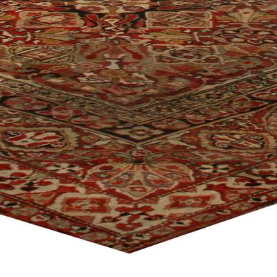 19th Century Authentic Indian Amritsar Botanic Handmade Wool Carpet