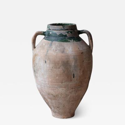 19th Century Balkan Terracotta Jar with Green Drip Glaze