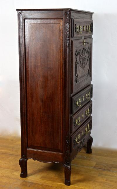 19th Century Baroque Revival Secretaire Cabinet Oak Handcarved AT ca 1870