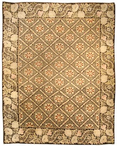 19th Century Bessarabian Beige and Brown Handmade Wool Rug