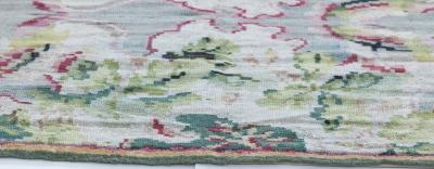 19th Century Bessarabian Floral Design Wool Rug in Deep Fuchsia Blue and Green