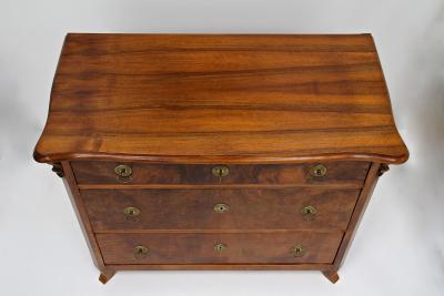19th Century Biedermeier Chest Of Drawers With Carvings Nutwood AT ca 1860