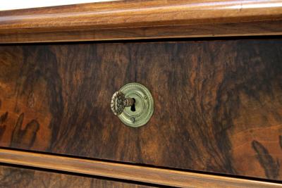19th Century Biedermeier Chest Of Drawers With Carvings Nutwood AT ca 1860