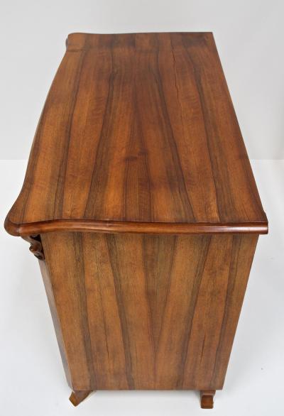 19th Century Biedermeier Chest Of Drawers With Carvings Nutwood AT ca 1860