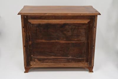 19th Century Biedermeier Chest Of Drawers With Carvings Nutwood AT ca 1860