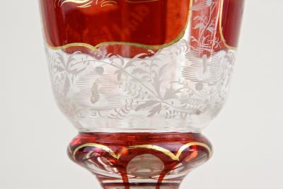 19th Century Biedermeier Glass Goblet Engraved Handpainted AT ca 1835