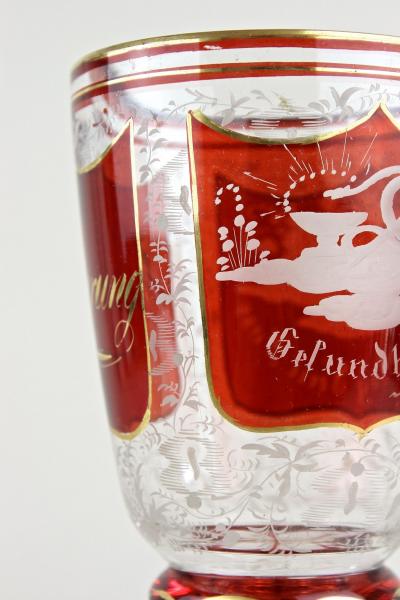 19th Century Biedermeier Glass Goblet Engraved Handpainted AT ca 1835
