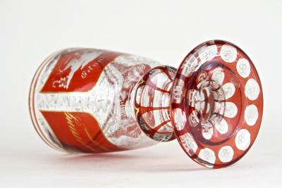 19th Century Biedermeier Glass Goblet Engraved Handpainted AT ca 1835