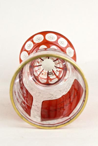 19th Century Biedermeier Glass Goblet Engraved Handpainted AT ca 1835