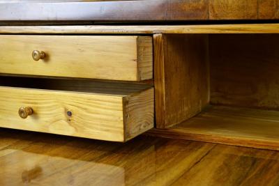 19th Century Biedermeier Nutwood Chest Of Drawers Secretaire Desk AT ca 1840