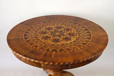 19th Century Biedermeier Round Coffee Table With Marquetry Works AT ca 1860