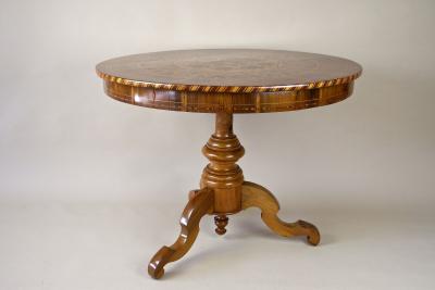 19th Century Biedermeier Round Coffee Table With Marquetry Works AT ca 1860