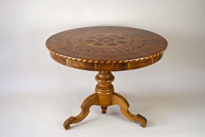 19th Century Biedermeier Round Coffee Table With Marquetry Works AT ca 1860