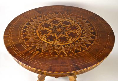 19th Century Biedermeier Round Coffee Table With Marquetry Works AT ca 1860