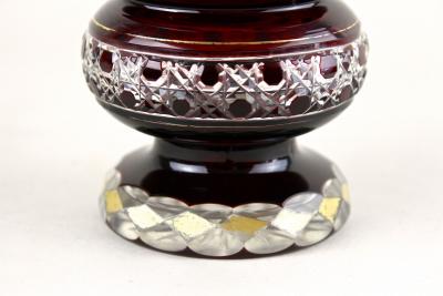 19th Century Biedermeier Ruby Red Overlay Glass Goblet Gilt Parts CZ ca 1840