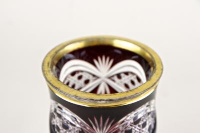 19th Century Biedermeier Ruby Red Overlay Glass Goblet Gilt Parts CZ ca 1840