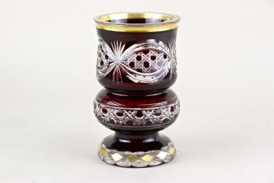 19th Century Biedermeier Ruby Red Overlay Glass Goblet Gilt Parts CZ ca 1840