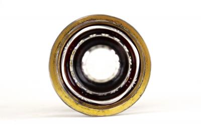 19th Century Biedermeier Ruby Red Overlay Glass Goblet Gilt Parts CZ ca 1840