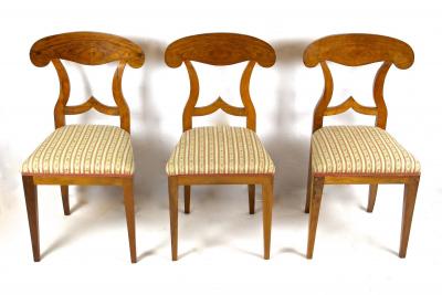 19th Century Biedermeier Shovel Dining Chairs Nutwood Set Of 6 AT ca 1830