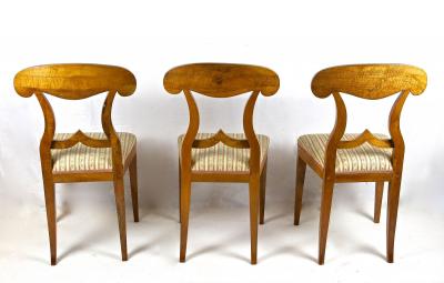 19th Century Biedermeier Shovel Dining Chairs Nutwood Set Of 6 AT ca 1830