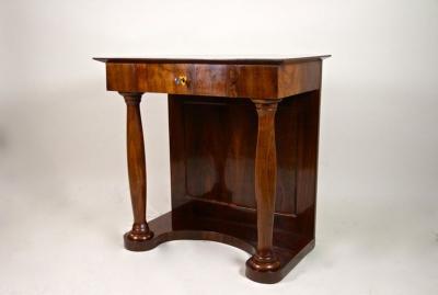 19th Century Biedermeier Wall Console Table with Columns Nutwood AT ca 1860