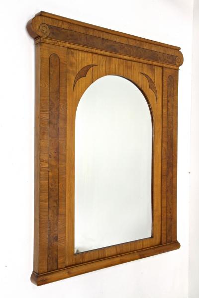 19th Century Biedermeier Wall Mirror Ash Burr Walnut Bohemia ca 1860