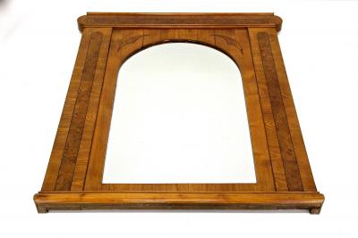 19th Century Biedermeier Wall Mirror Ash Burr Walnut Bohemia ca 1860