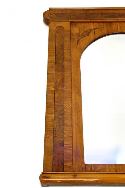 19th Century Biedermeier Wall Mirror Ash Burr Walnut Bohemia ca 1860