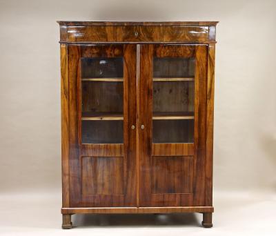 19th Century Biedermeier Walnut Cabinet Vitrine Bookcase Austria ca 1830