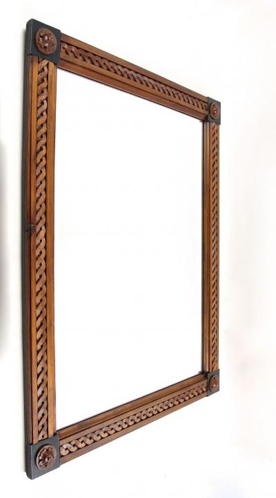 19th Century Biedermeier Wooden Wall Mirror Handcarved Austria ca 1840