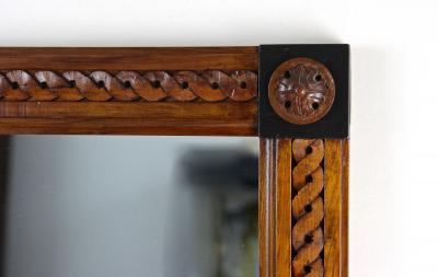 19th Century Biedermeier Wooden Wall Mirror Handcarved Austria ca 1840