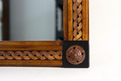 19th Century Biedermeier Wooden Wall Mirror Handcarved Austria ca 1840