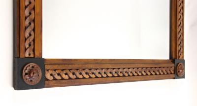 19th Century Biedermeier Wooden Wall Mirror Handcarved Austria ca 1840