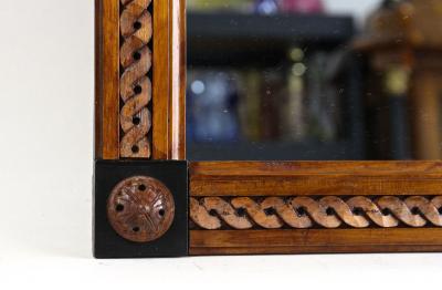 19th Century Biedermeier Wooden Wall Mirror Handcarved Austria ca 1840