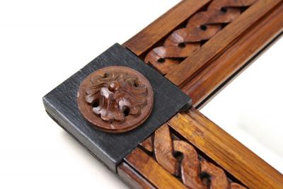 19th Century Biedermeier Wooden Wall Mirror Handcarved Austria ca 1840