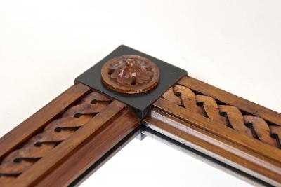 19th Century Biedermeier Wooden Wall Mirror Handcarved Austria ca 1840