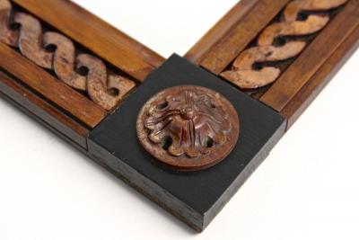 19th Century Biedermeier Wooden Wall Mirror Handcarved Austria ca 1840