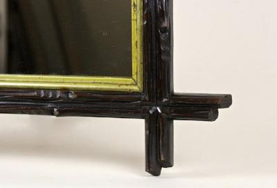 19th Century Black Forest Rustic Mirror Gilt Bars Hand Carved AT ca 1880
